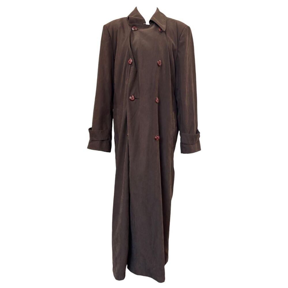 Brown suede-like trench coat with brown buttons Fits like M/L Made in Russia